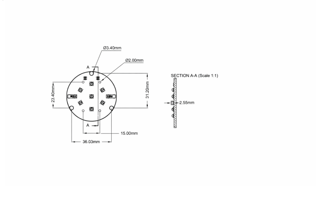 Round Led Module 7x CREE XP technical-drawing