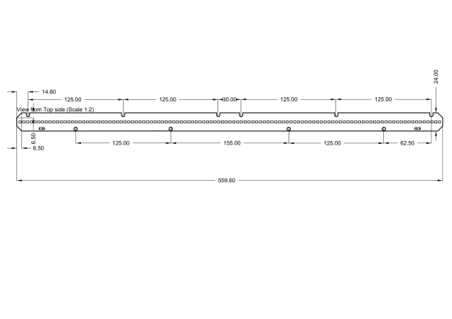 Linear Led Module 2 feet 560x24mm 42V technical-drawing