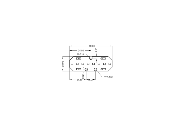 Linear Led Module 0,25 feet 70x24mm 12V technical-drawing