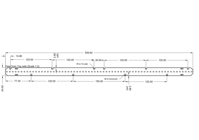 Linear Led Module 2 feet 560x24mm 12V technical-drawing
