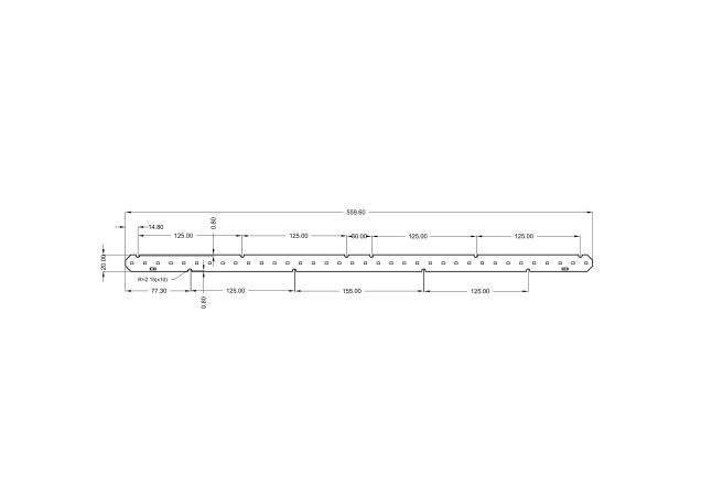 Linear Led Module 2 feet 560x20mm 18V technical-drawing