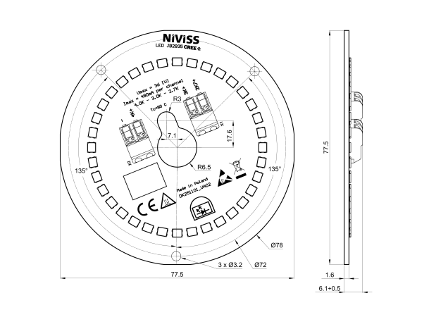 Round Led Module Ring Dynamic White technical-drawing