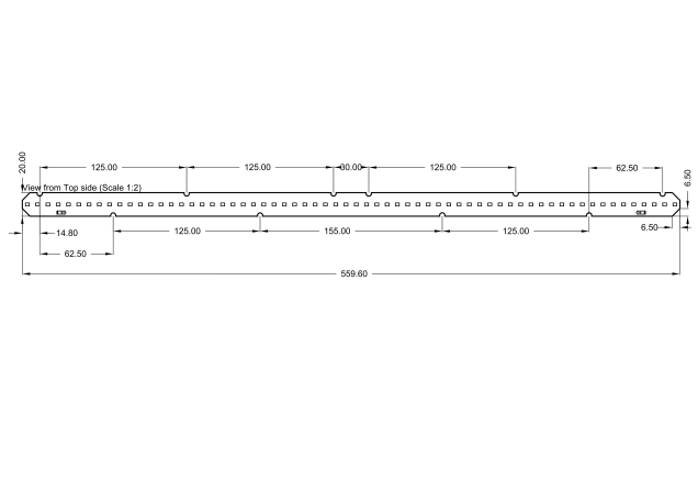 Linear Led Module 2 feet 560x20mm 24V technical-drawing