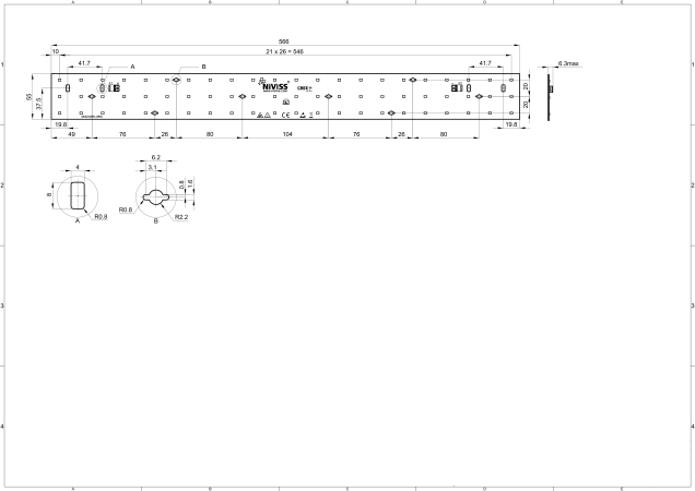 Linear Led Module 560x55mm FLORENCE-3R x 2 technical-drawing