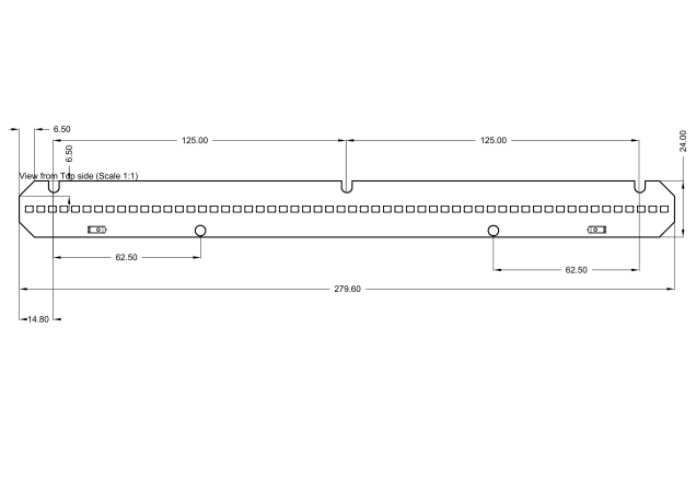 Linear Led Module 1 feet 280x24mm 42V technical-drawing