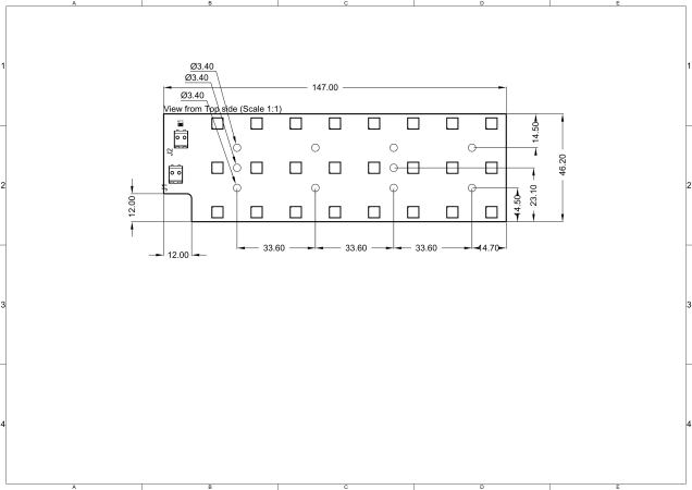 Module 2x12 LED CREE JR5050 E-class IP-24 68V technical-drawing