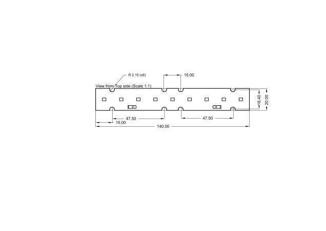 Linear Led Module 0,5 feet 140x20mm 18V technical-drawing