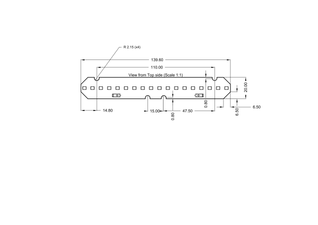 Linear Led Module 0,5 feet 140x20mm 36V technical-drawing